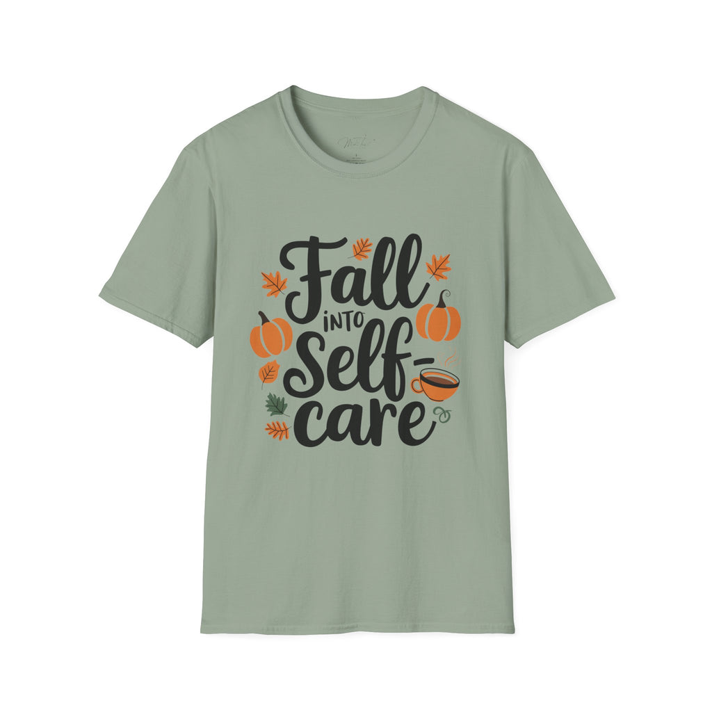 Fall Into Self-Care T-Shirt – Nurture Your Well-Being This Season (Unisex Softstyle T-Shirt)