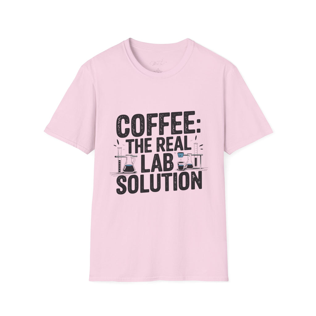 Coffee: The Real Lab Solution" T-Shirt – Perfect for the Coffee-Driven Lab Professional! (Unisex Softstyle T-Shirt)