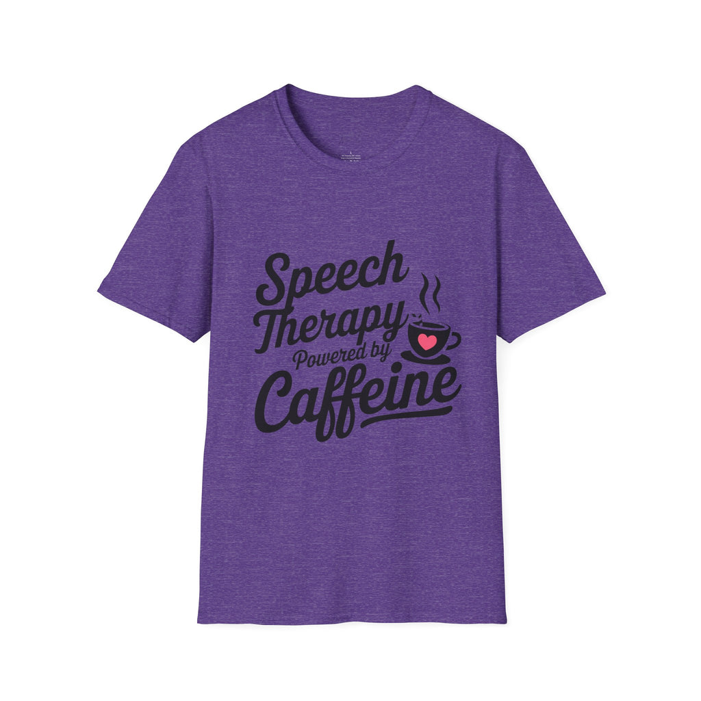 Speech Therapy Powered by Caffeine T-Shirt – Fuel for Communication Champions(Unisex Softstyle T-Shirt)