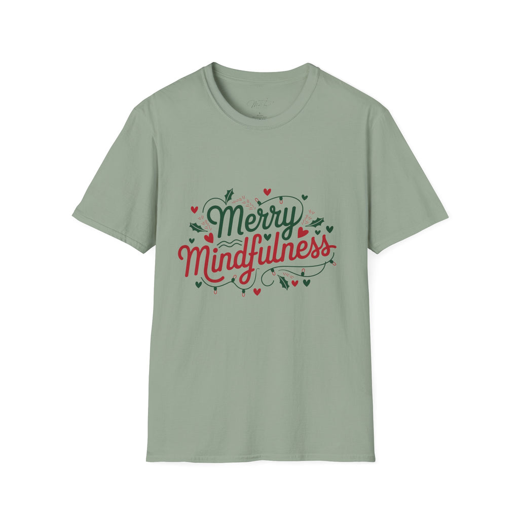 Merry Mindfulness Mental Health Holiday T-Shirt