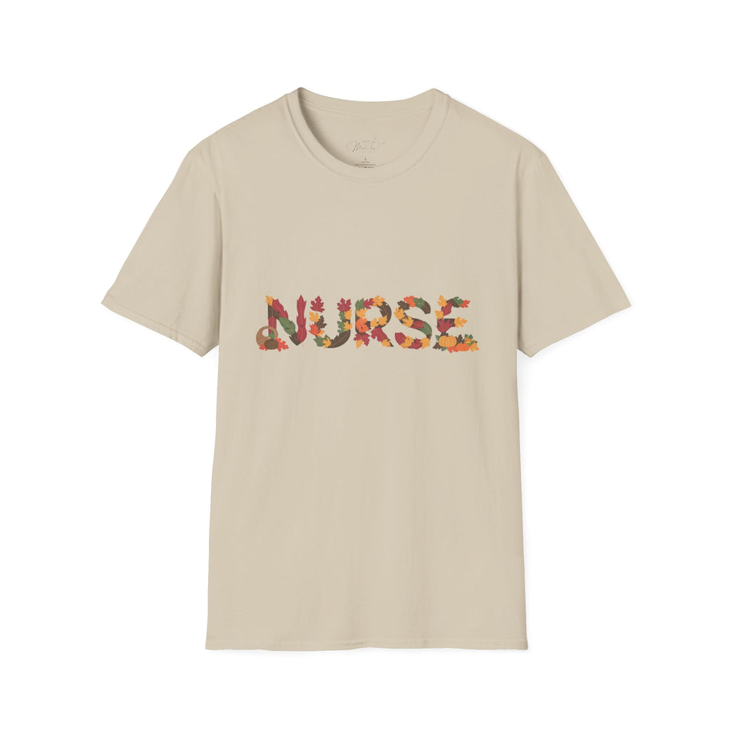 Nurse Fall Leaves T-Shirt – Embrace Autumn in Your Profession! (Unisex Softstyle T-Shirt)