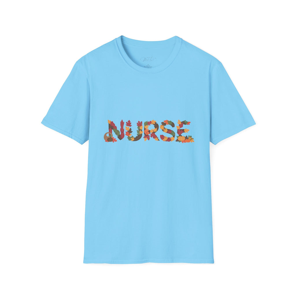 Nurse Fall Leaves T-Shirt – Embrace Autumn in Your Profession! (Unisex Softstyle T-Shirt)