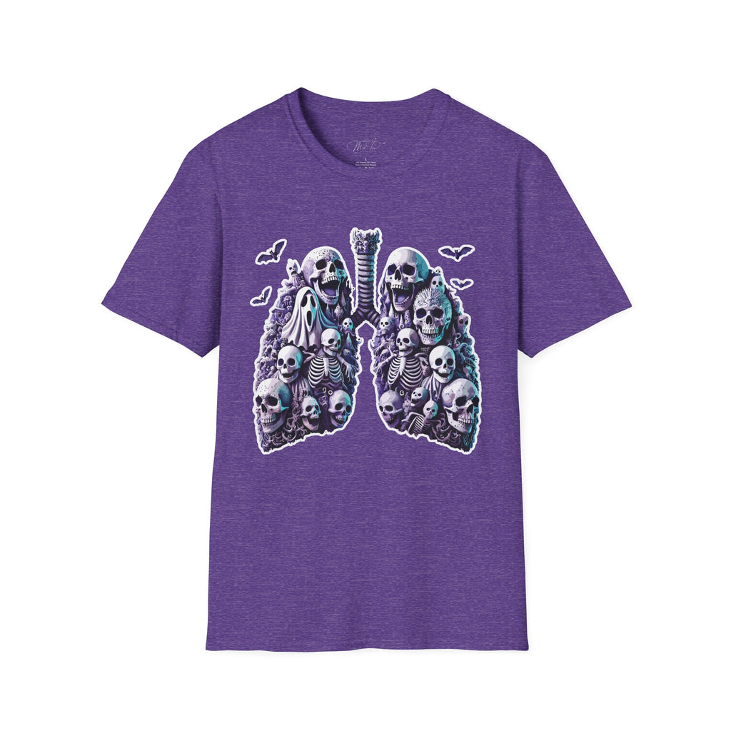 💀 Spooky Lungs (front) T-shirt: Respiratory Meets Halloween Haunts! 👻  (Unisex Softstyle)
