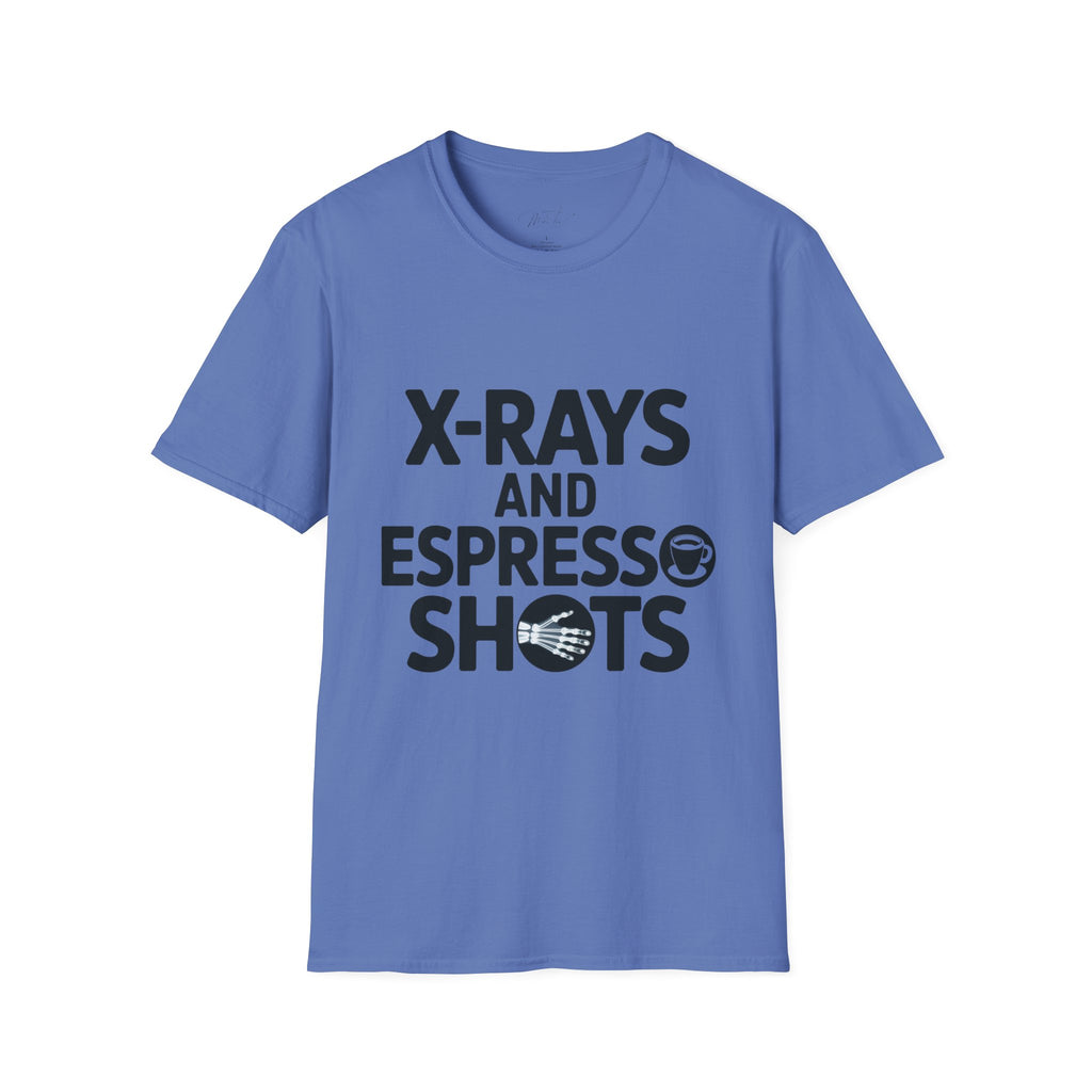 X-Rays and Espresso Shots T-Shirt – A Radiology Favorite! (Unisex Softstyle T-Shirt)